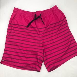 Ad Hoc Bright Pink Black Stripe Swim Trunks